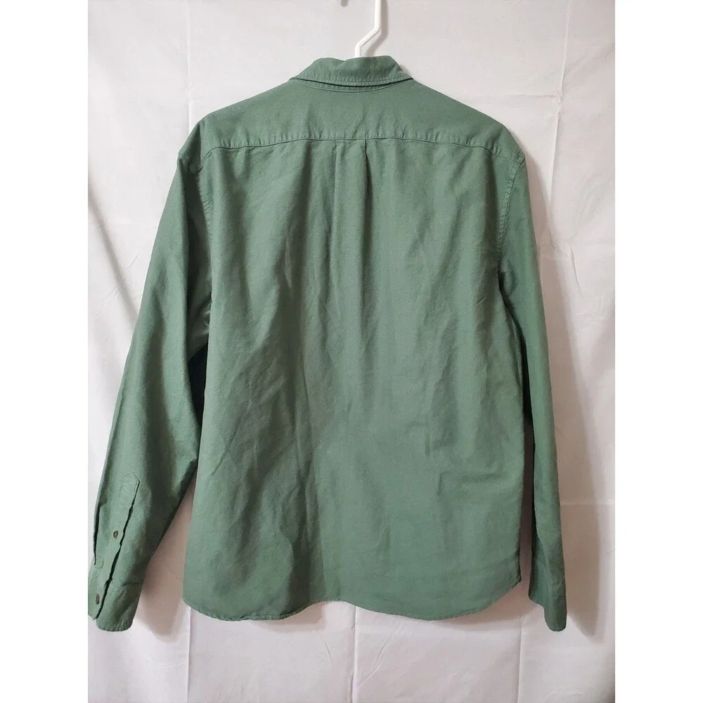J.Crew Mens Shirt Slim Untucked Garment Dye Cotton Button Down Green Size Large